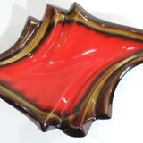 Vintage red and brown ceramic bowl – 1970s centrepiece – Design