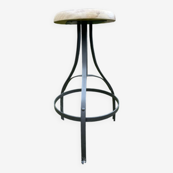 Wood and metal stool