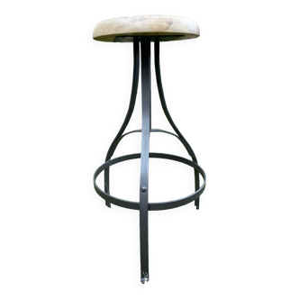 Wood and metal stool