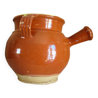 Marmite, grand pot ancien, terre cuite vernissée, poterie du Sud de la France