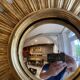 Large witch's eye sun mirror dia 52cm curved vintage 1960