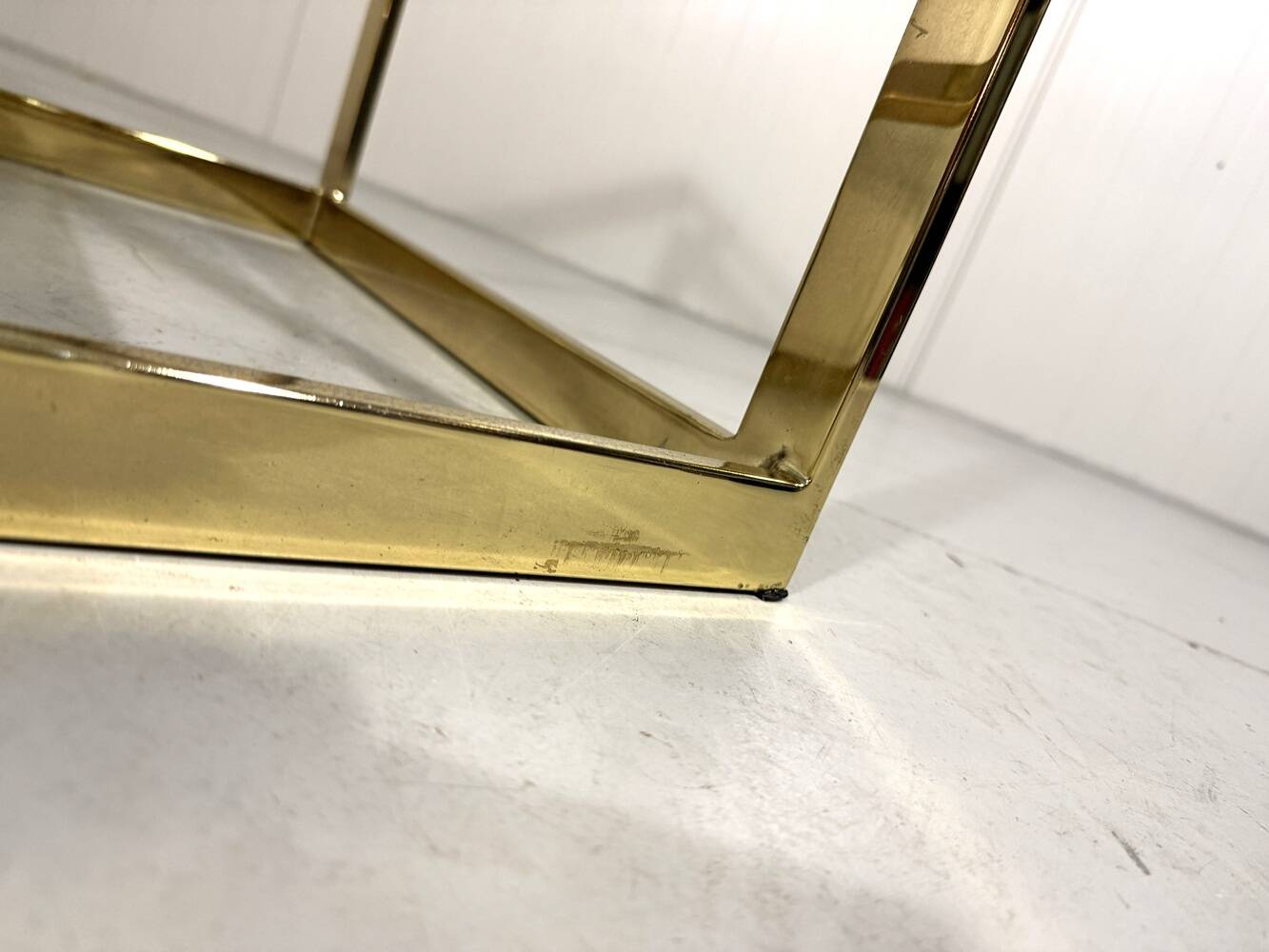 Brass & Bevelled Glass Two Tier Console Table 1970’s