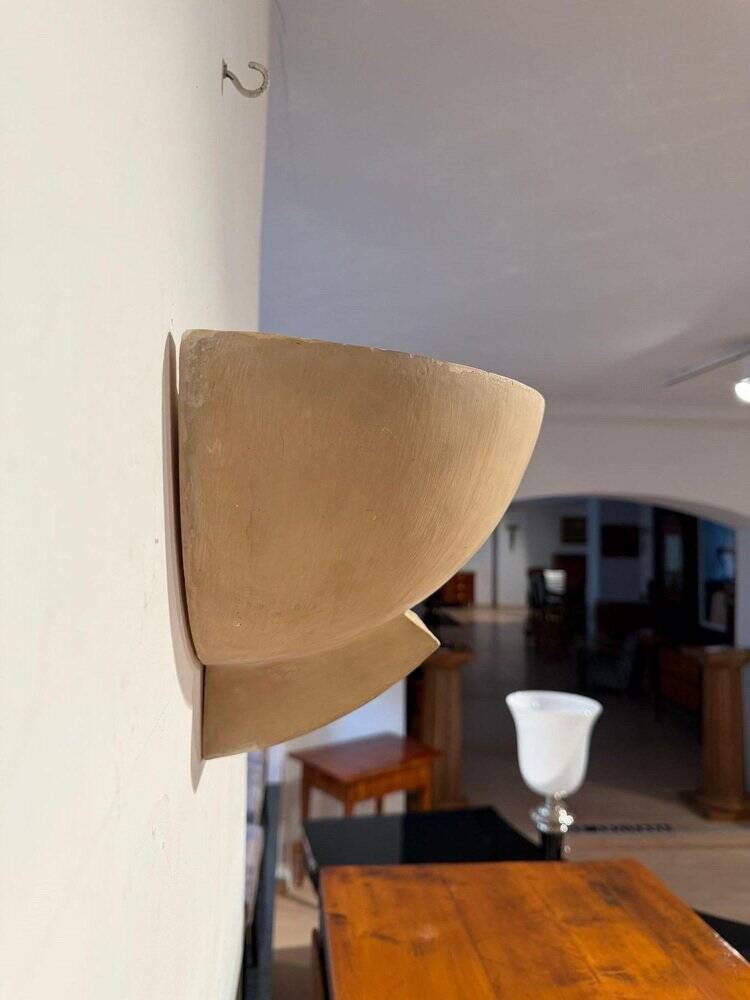 Art Deco wall lights in patinated plaster, France, 1925, set of 3