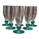 6 Luminarc molière champagne flutes aqua green foot