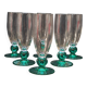 6 Luminarc molière champagne flutes aqua green foot