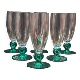 6 Luminarc molière champagne flutes aqua green foot