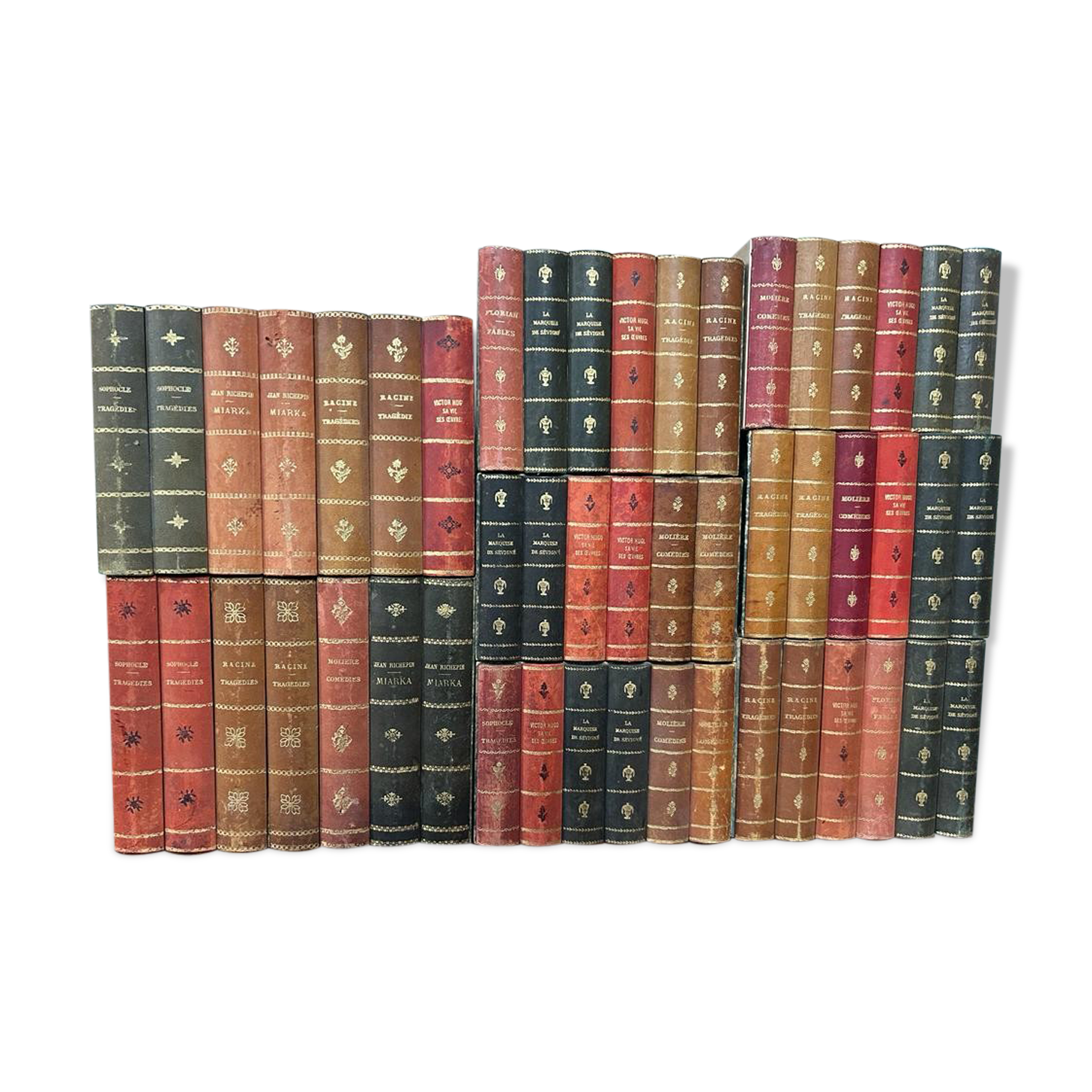 Front of fake leather books for bookcase