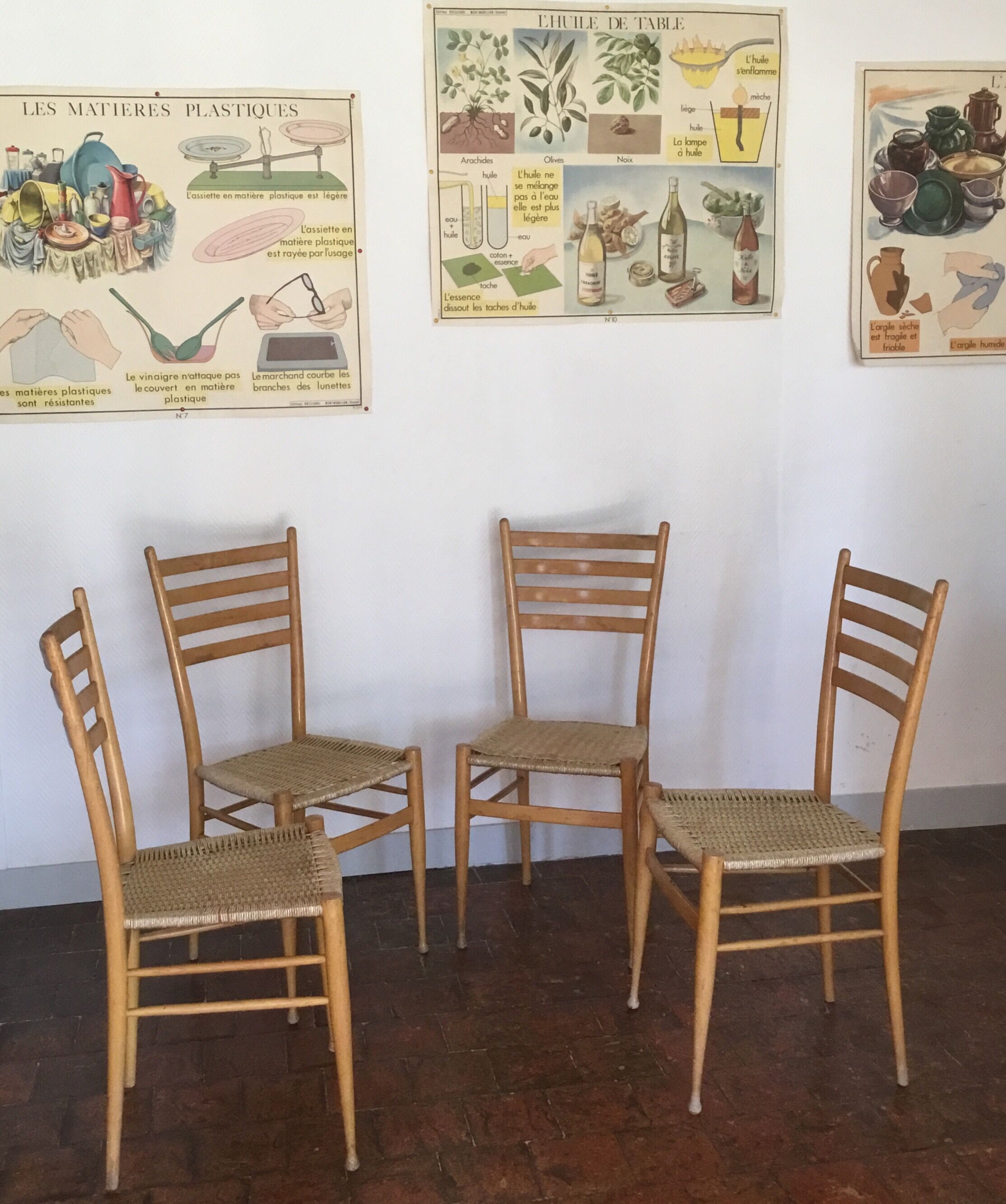 Set of 4 chairs 1950 made in italy