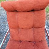 Brick velvet armchair