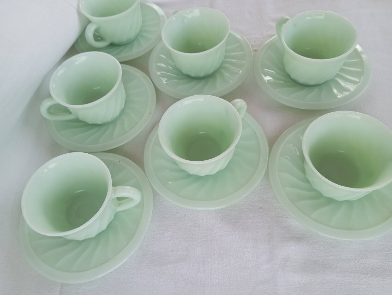Mint green opaline cups