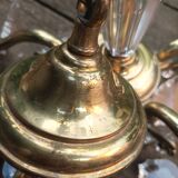 Exceptional bronze chandelier with crystal pendants in working order circa 1910