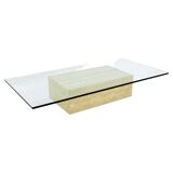 Table basse en travertin et verre du milieu du siècle