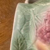 Pitcher, slurry carafe with fruit pattern, vintage glazed ceramic