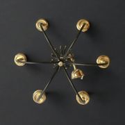 Lustre 6 feux vintage en métal noir et laiton