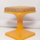 Mid-century mustard yellow floral stool, Poland, 1970s