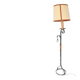 Wrought iron and leather floor lamp in the style of Jean-Pierre Ryckaert.