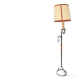 Lampadaire en fer forgé et cuire dans le goût de Jean-Pierre Ryckaert