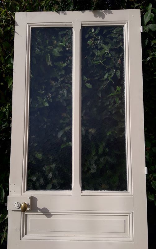 Old translucent glass communication door 82.5x214.2cm
