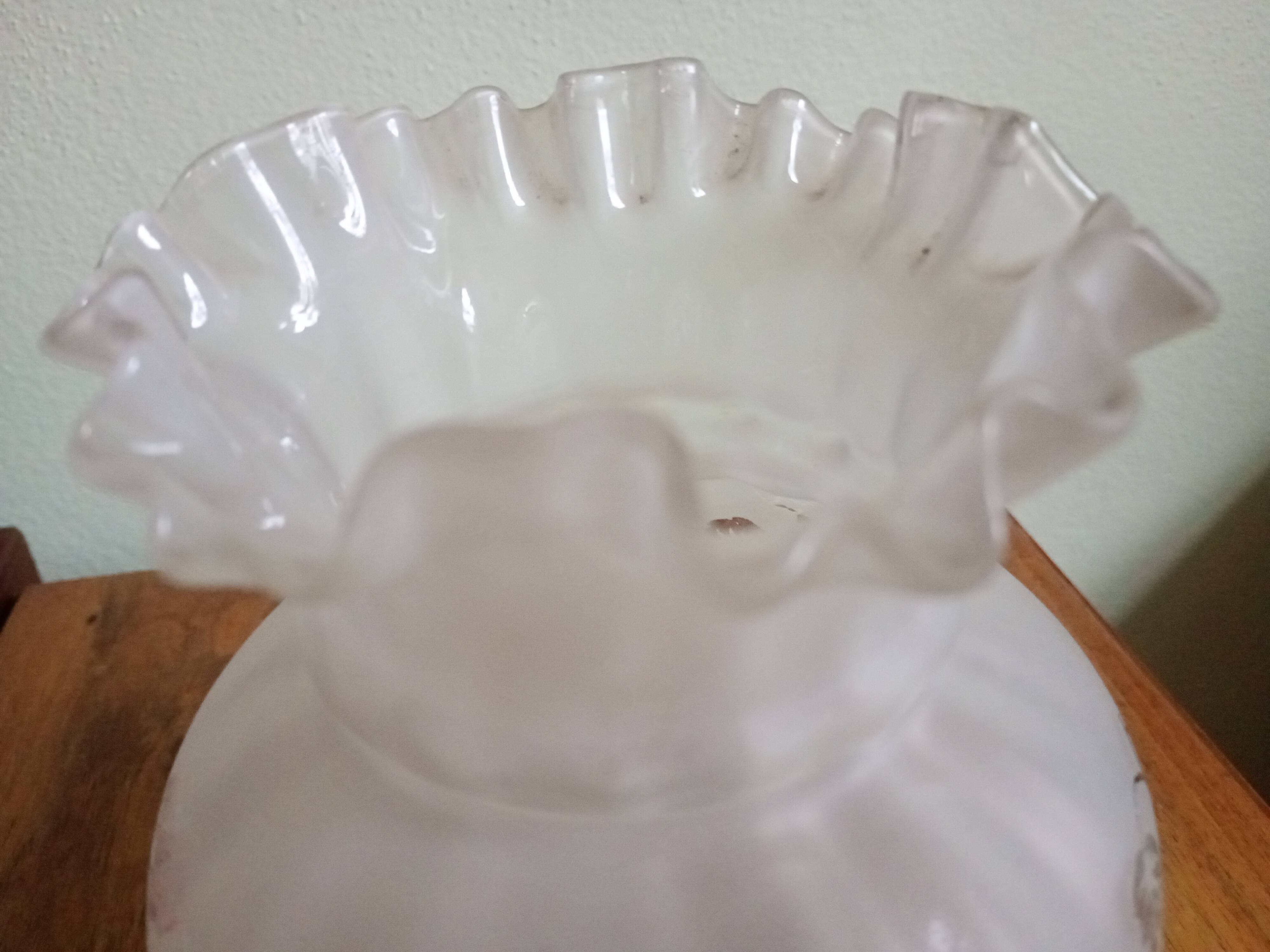 Oil lamp globe - Vine and grape frieze - frosted, sandblasted glass