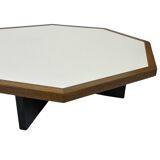 Table basse vintage design octogone années 1970 octogone wengé