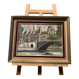 Oil on canvas representing a bridge