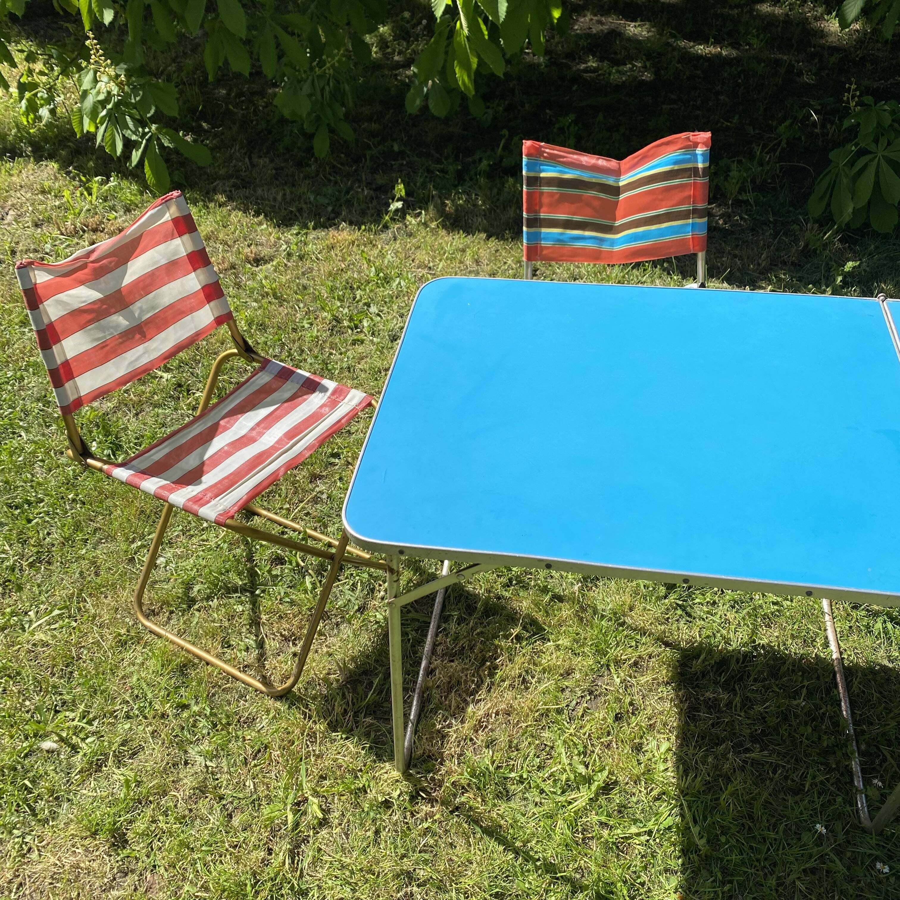 Chaise de camping vintage pliante