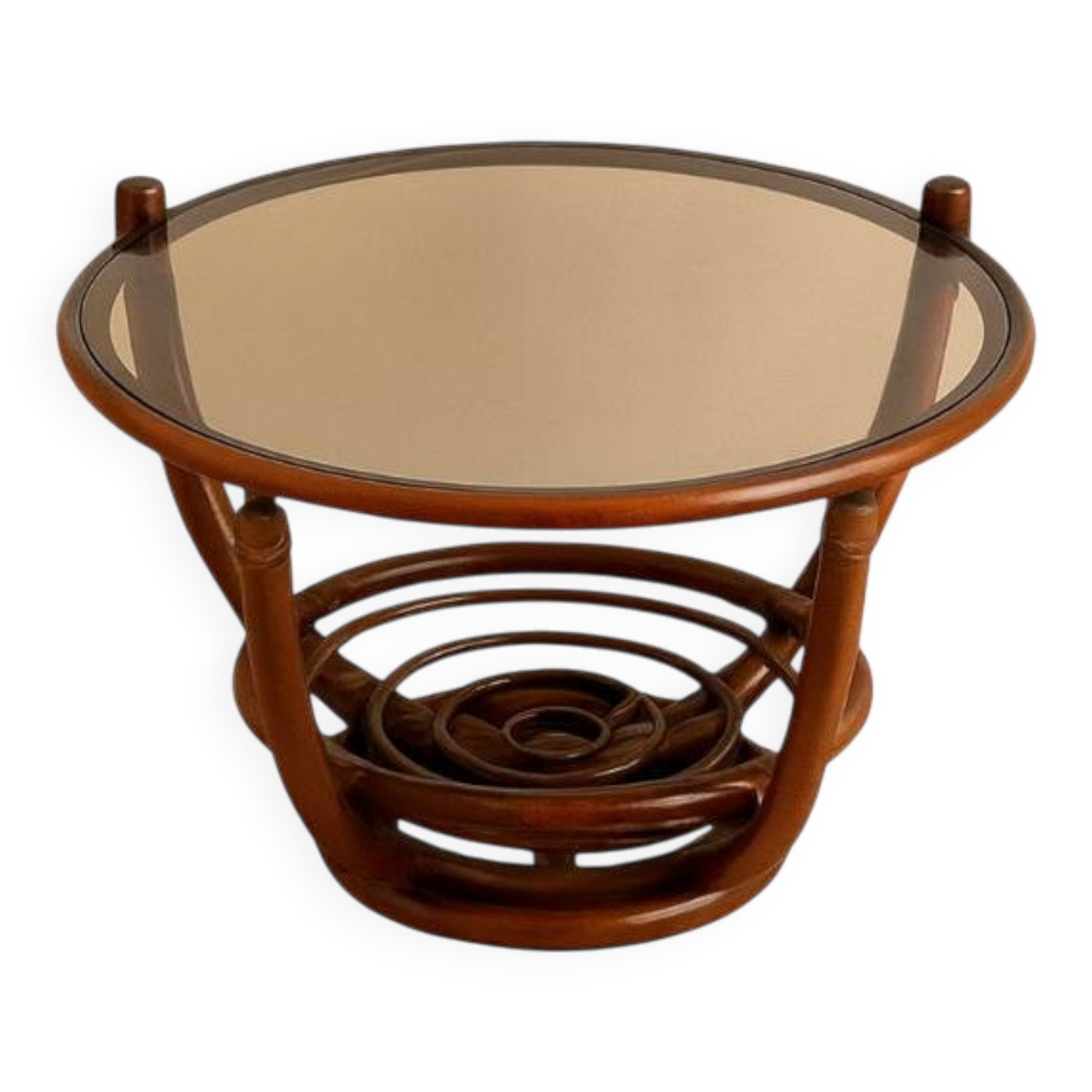 Curved rattan coffee table