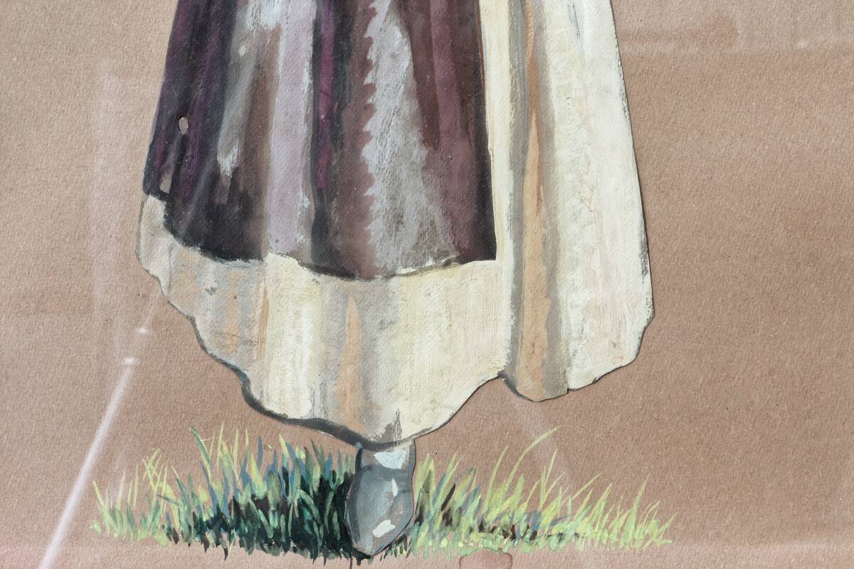 Gouache, framed peasant