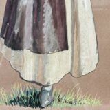 Gouache, framed peasant