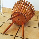 Bamboo Cache Pot on Vintage Stand