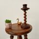 Vintage folk art turned wood candle holder