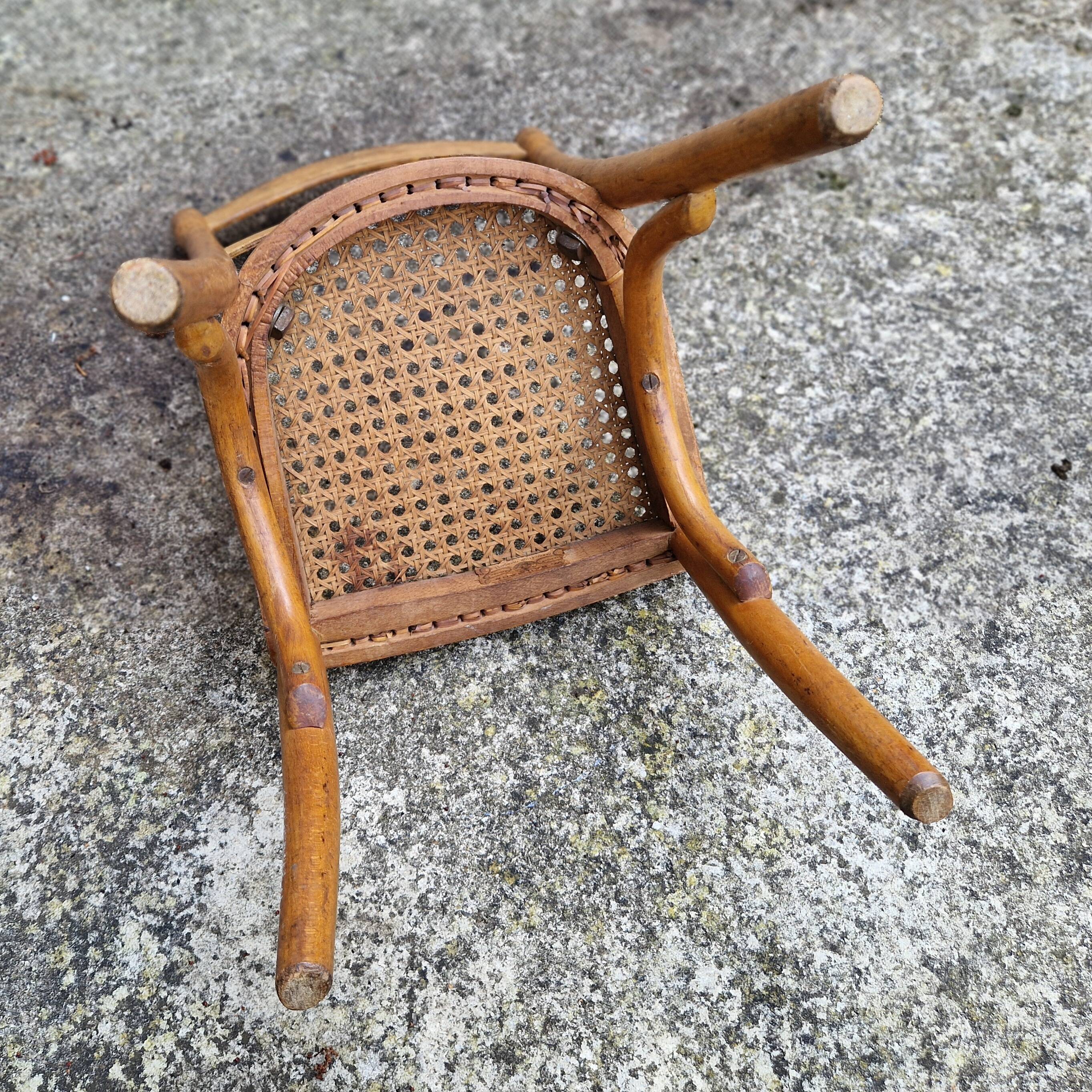 Small antique Baumann children's cane chair