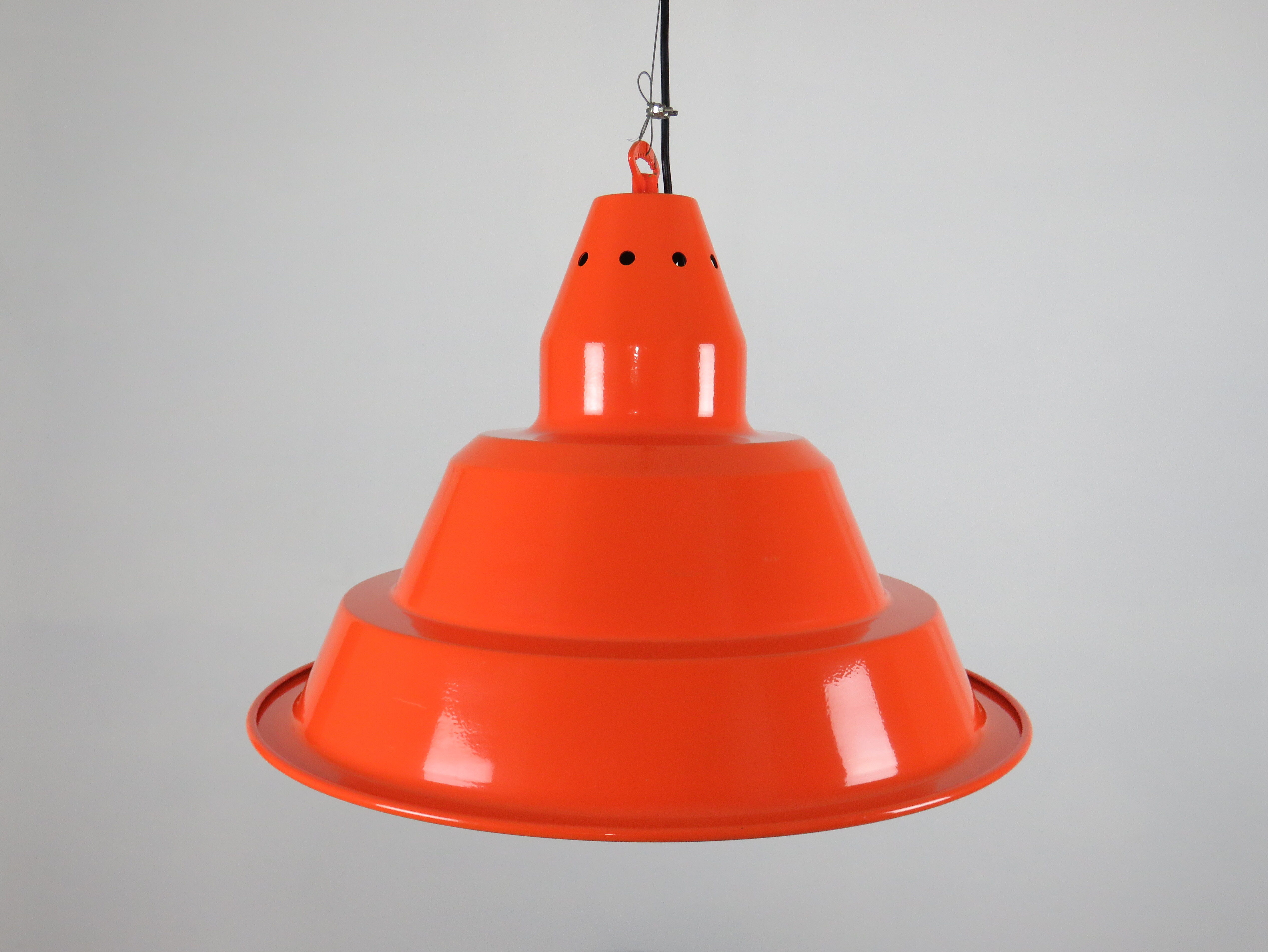 Large orange industrial suspension by Zonca Italy