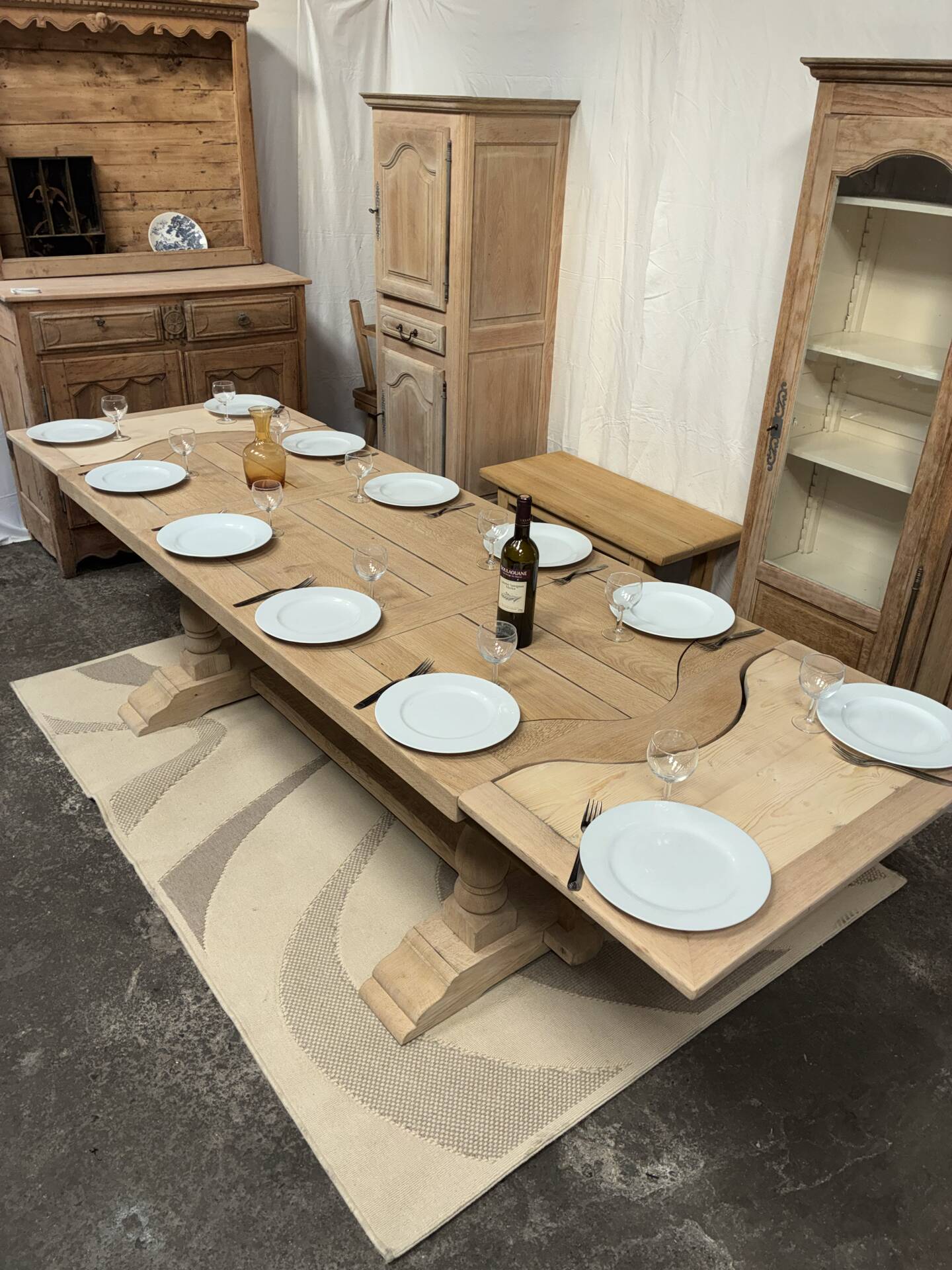 Monastery table in solid oak with extensions.