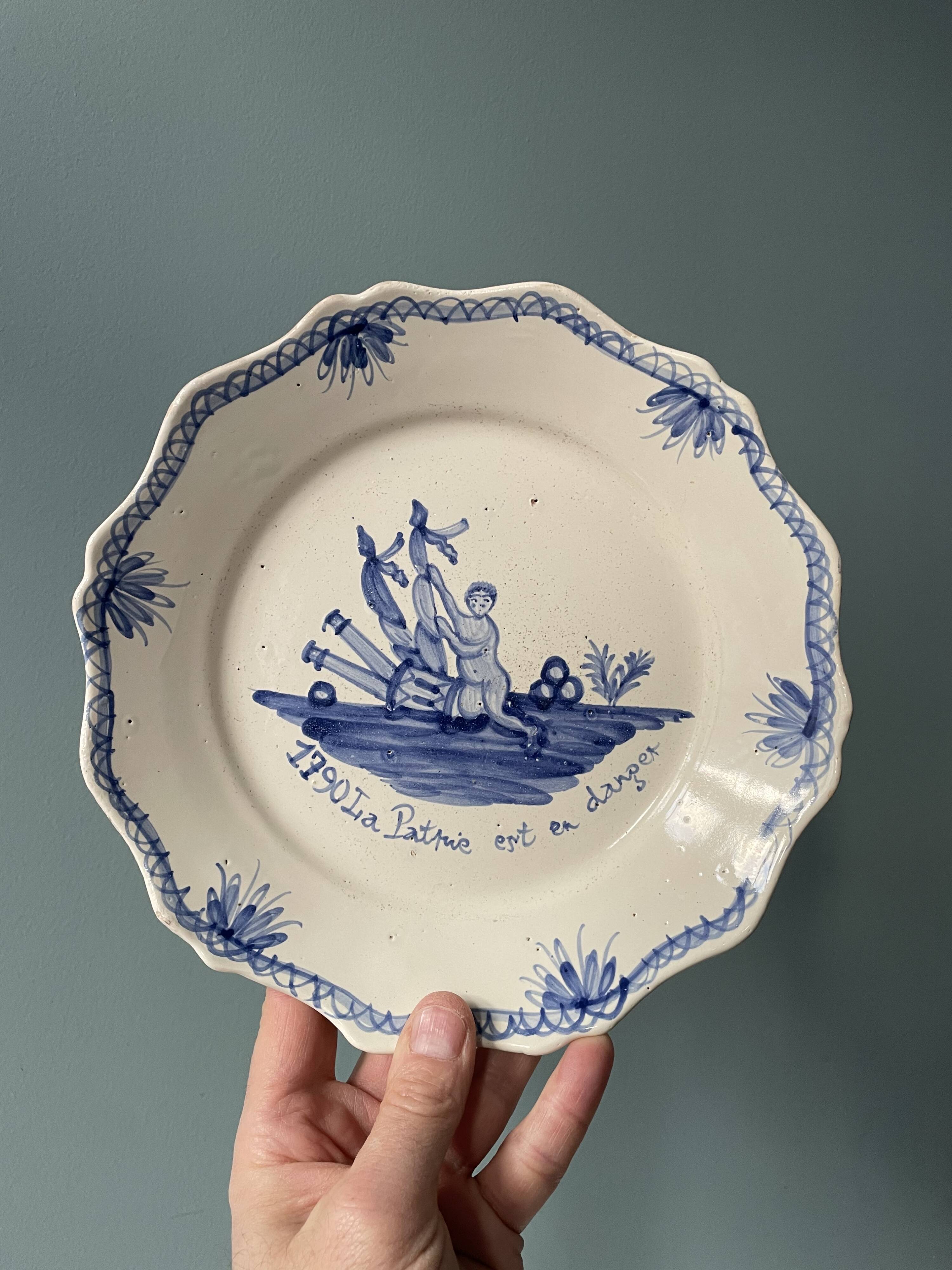 Nevers earthenware patronymic plate
