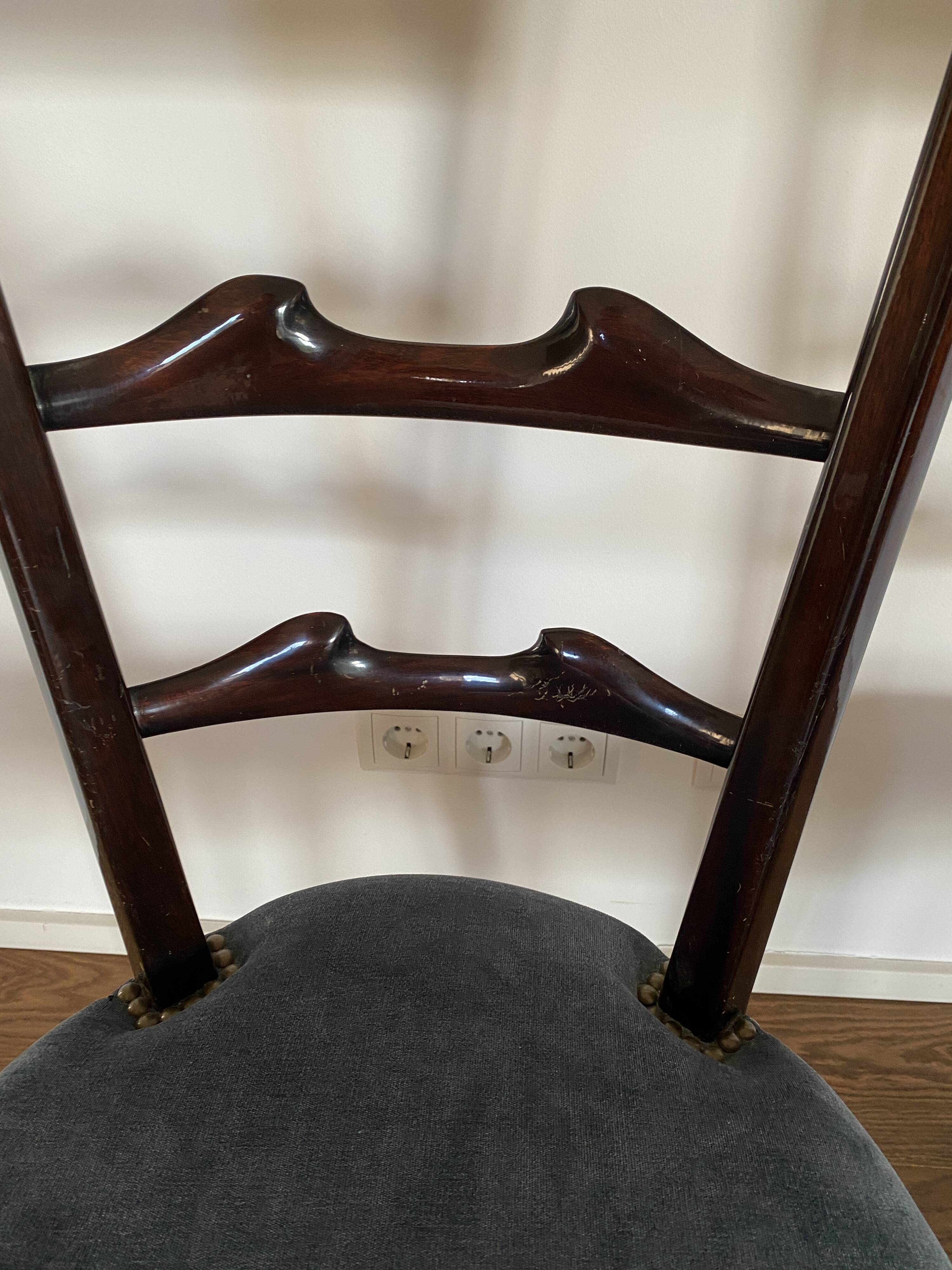 Set of four Italian Mid-Century Modern High Back dining chairs by Aldo Tura