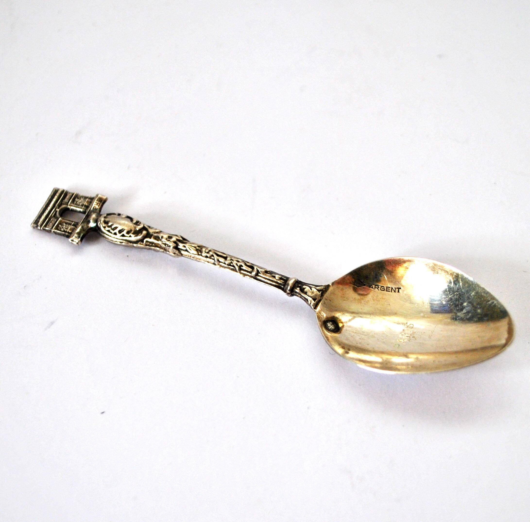 Paris souvenir collector's spoon in SOLID SILVER Minerva Arc de Triomphe