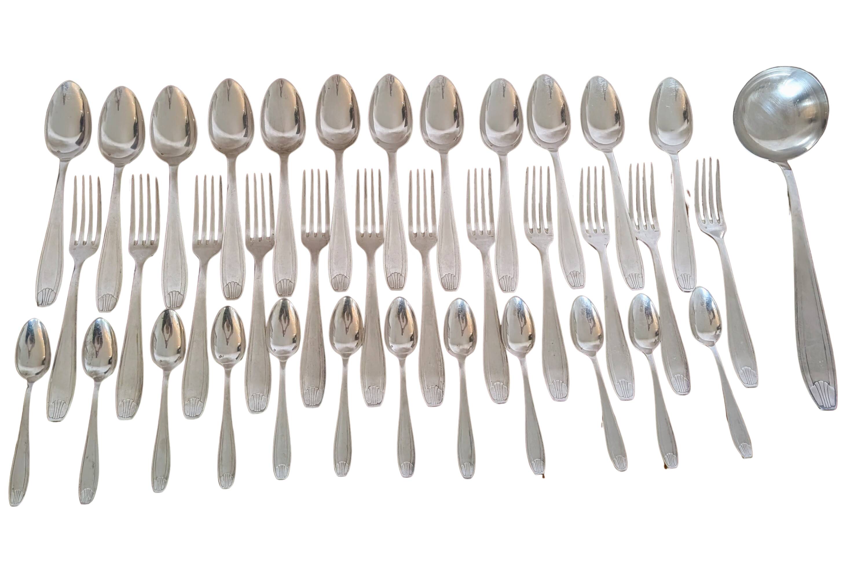 Antique Apollo silver-plated cutlery set 84g – Art Deco 37 pieces