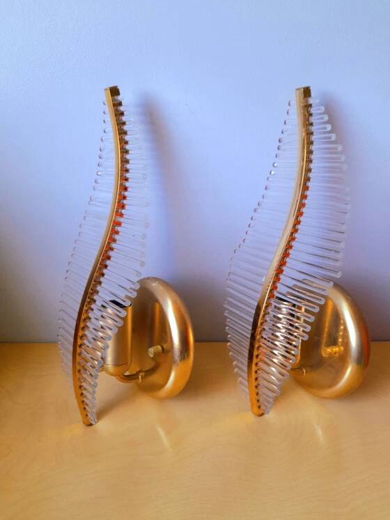 Pair of Leaf Wall Sconces in Murano Glass, Gaetano Sciolari for Venini