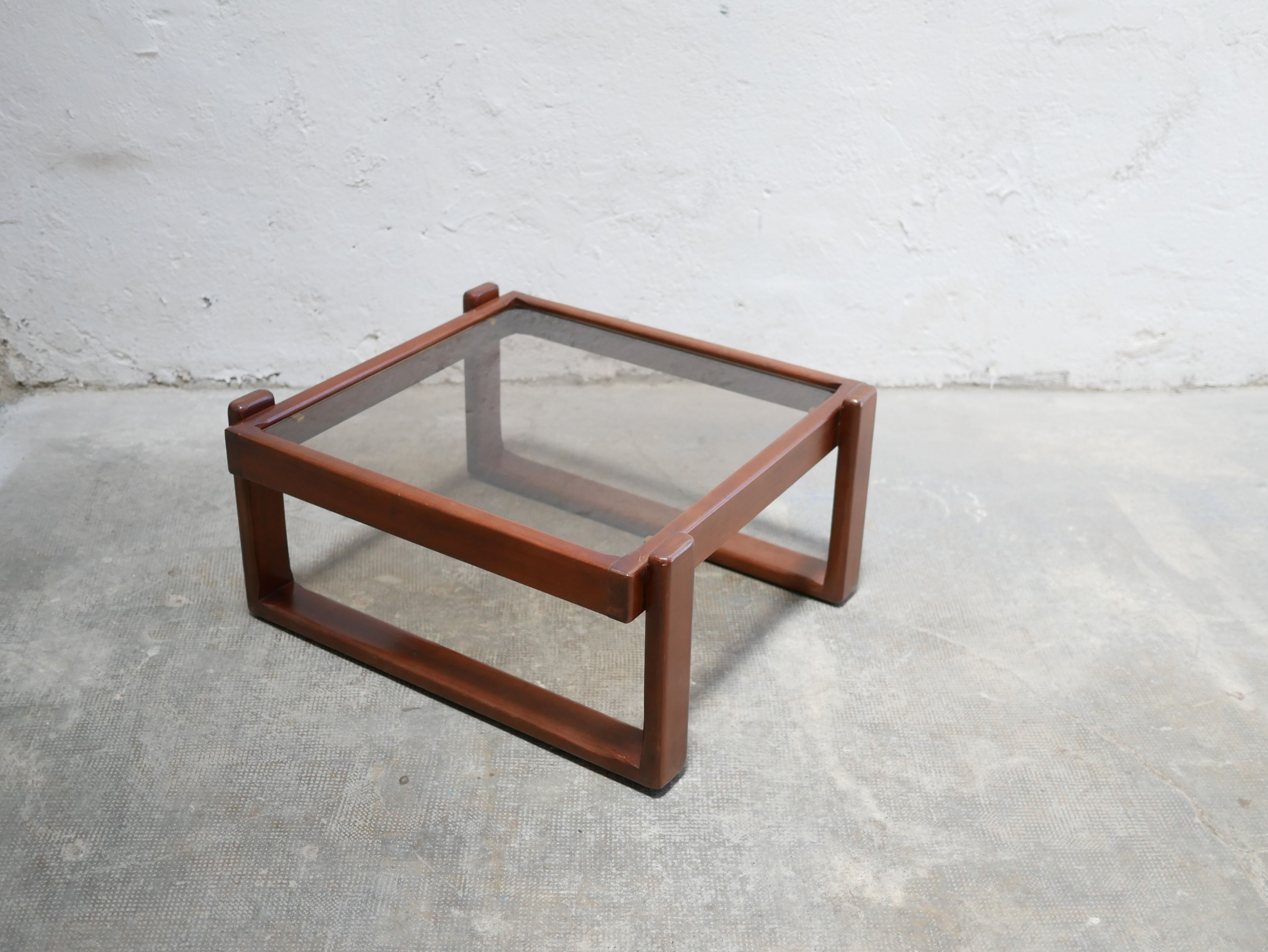 Vintage teak and glass coffee table