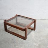 Vintage teak and glass coffee table