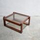 Table basse vintage en teck et verre