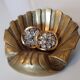 Bronze ring holder ashtray, signed, modernist vintage design shell