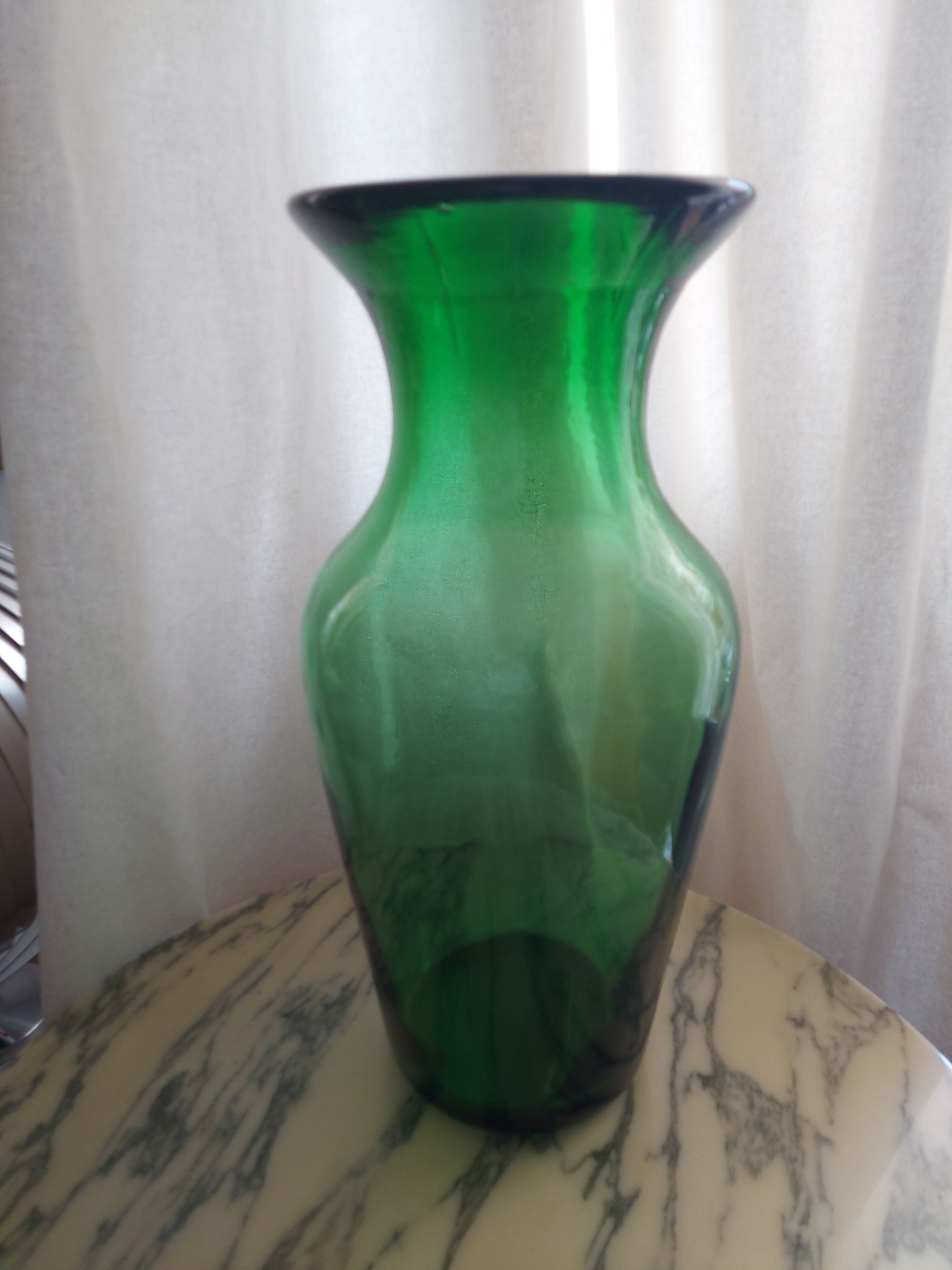 Blown glass vase, bottle green