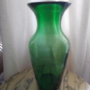 Blown glass vase, bottle green