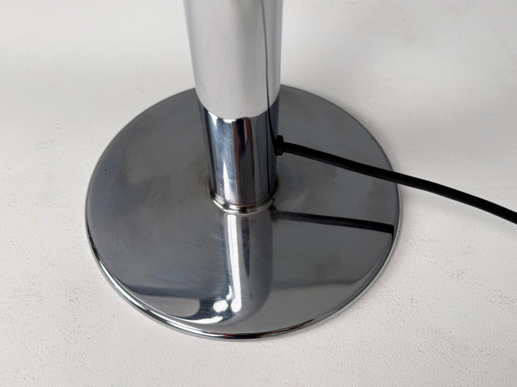 Large table lamp “Gulp,” chrome-plated, by Ingo Maurer for Design M, Germany, 1960s