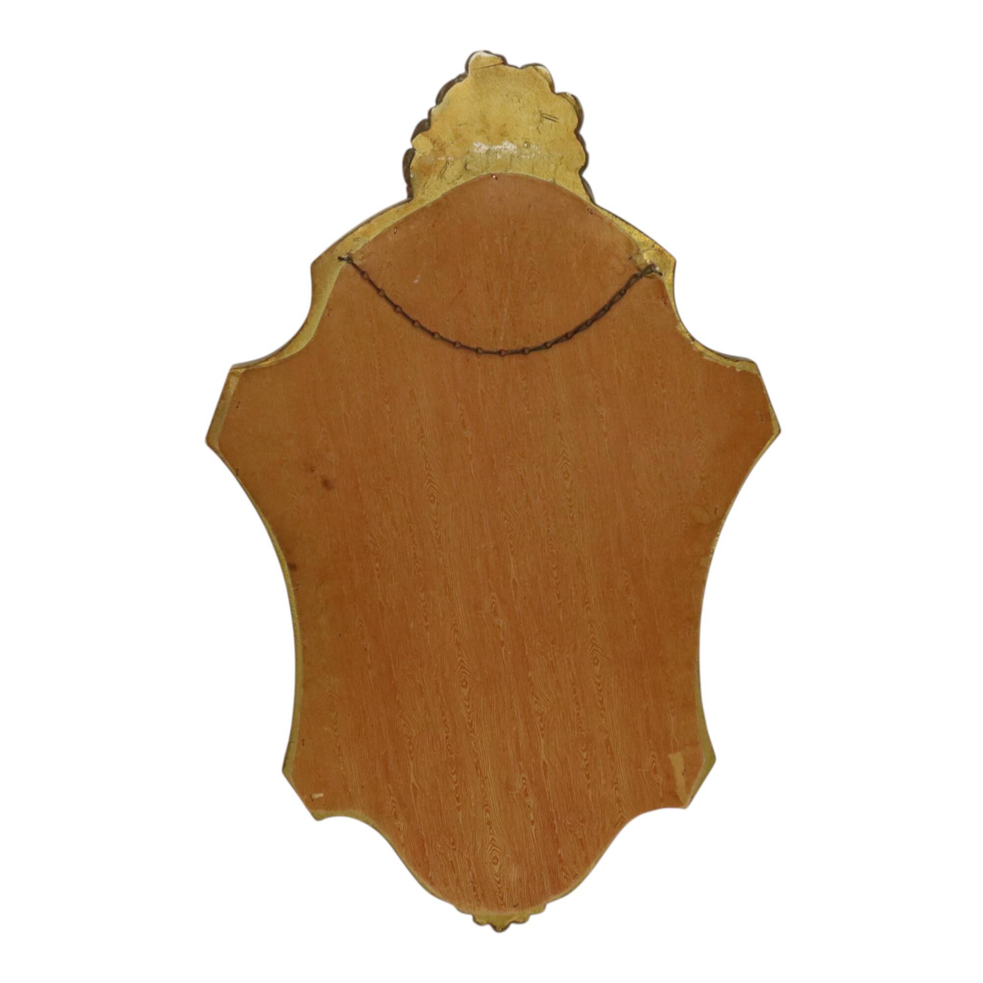 Classic Gold Crested Mirror Baroque Style Sixties 61cm