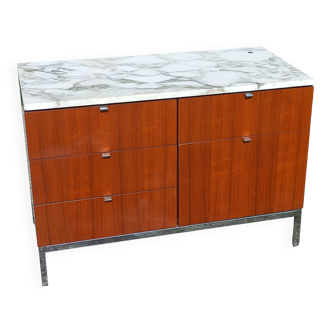 Florence Knoll buffet in wood and marble with chrome legs from the 1970s.