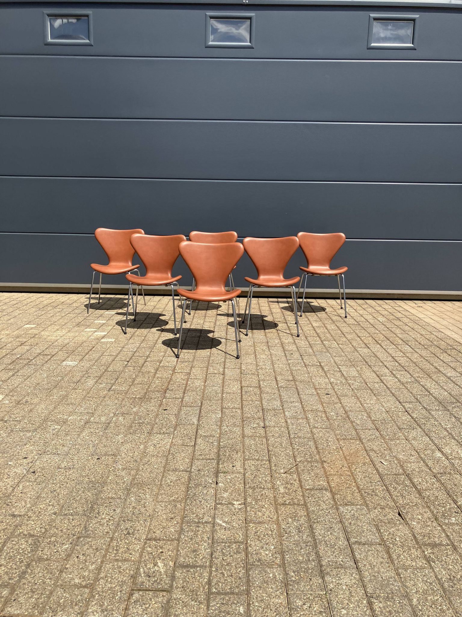 Fritz Hansen series 7 Vlinderstoelen in Cognac leather NIEUW!!