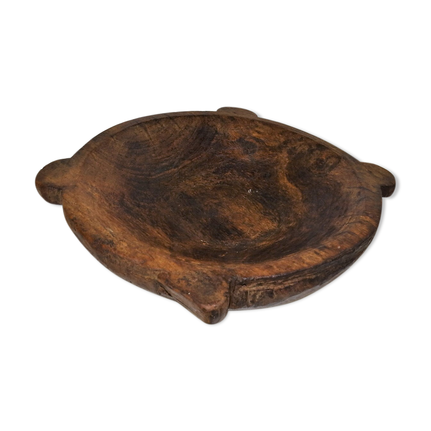 Old raw wood flat bowl